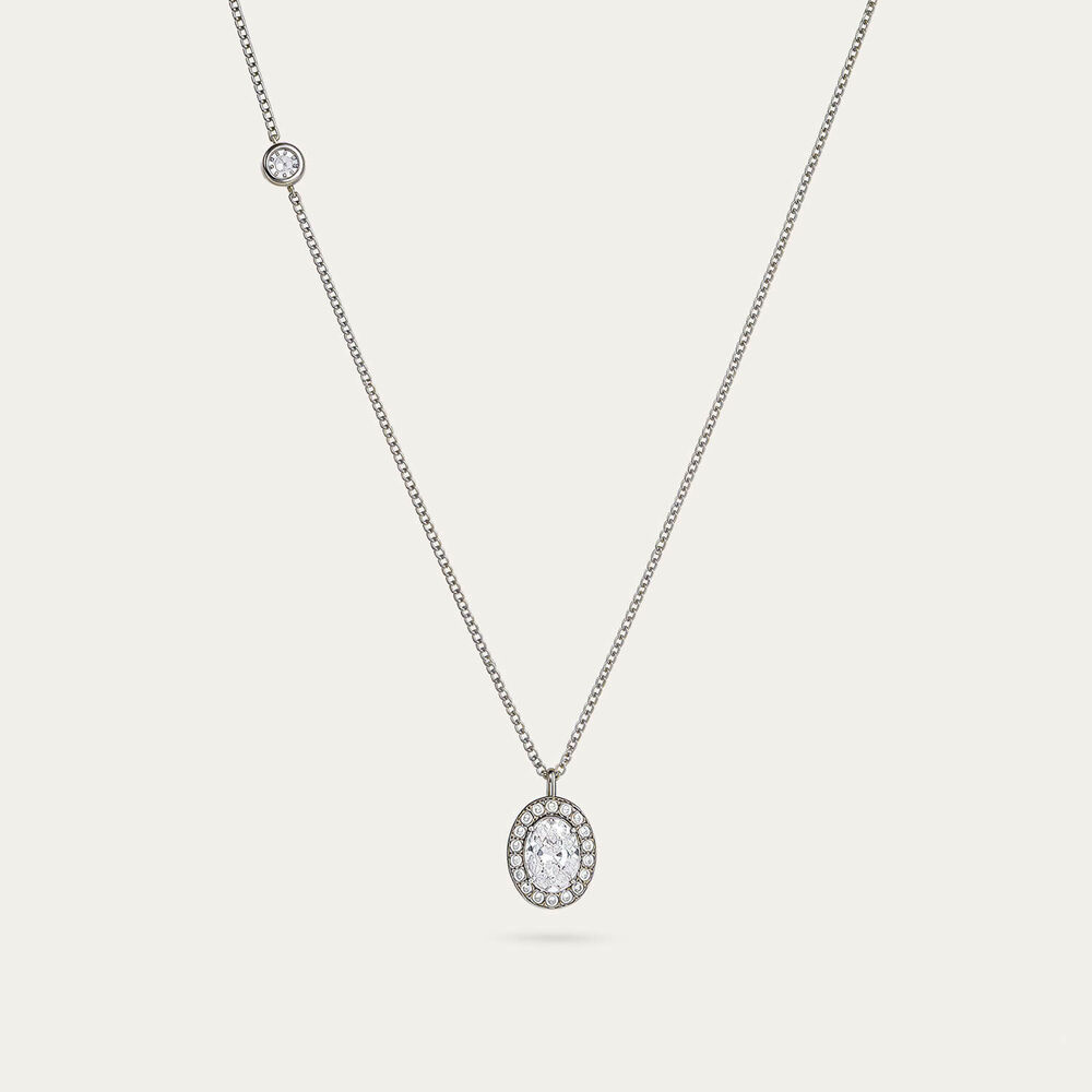 9ct White Gold 0.45ct Diamond Halo Oval Pendant
