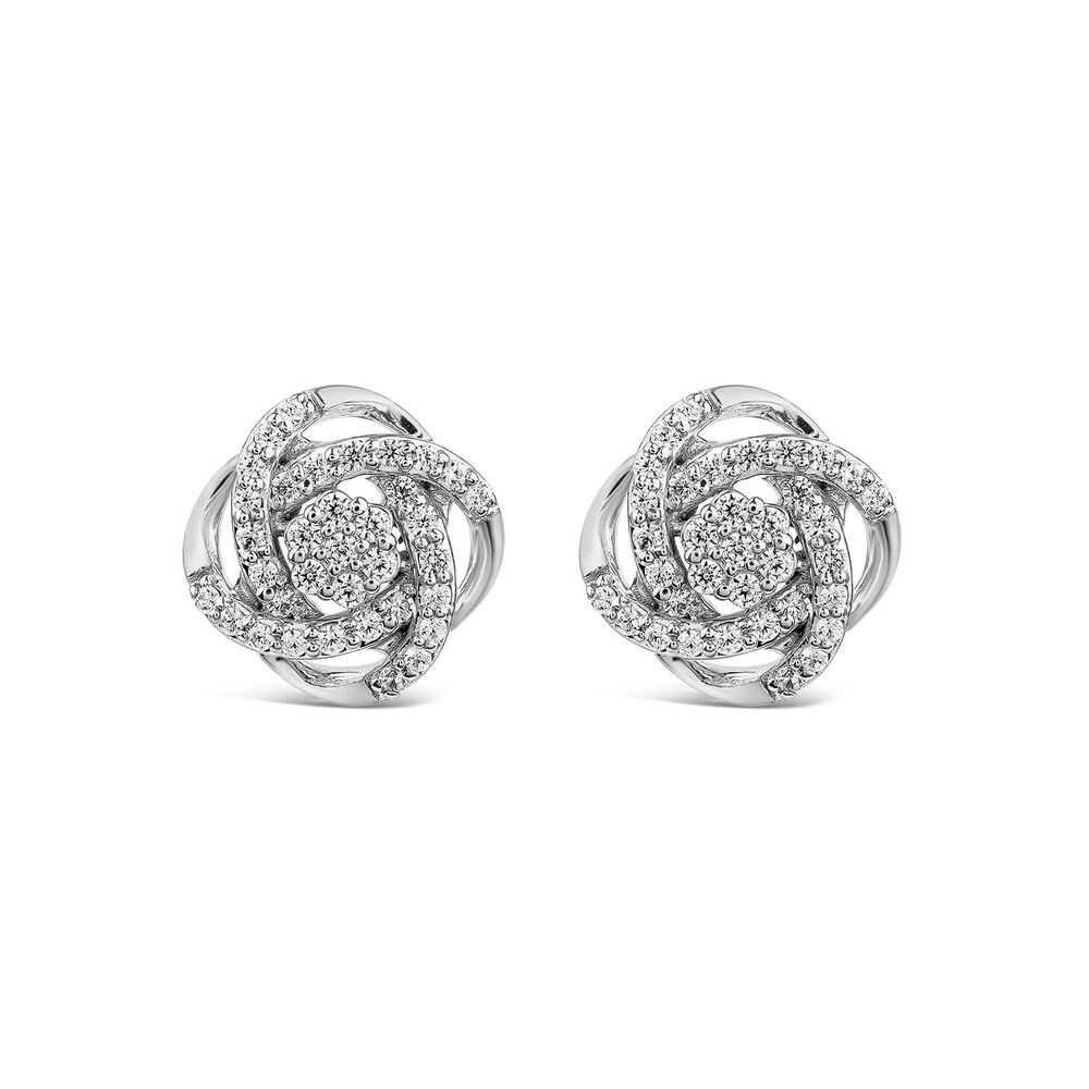 9ct White Gold 0.25ct Diamond Knot Stud Earring