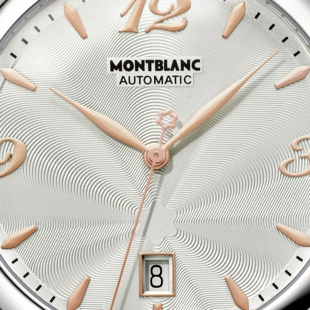 Montblanc Boheme 39mm Silver Diamond Dot Dial Blue Strap Watch