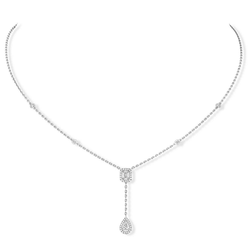 My Twin 18ct White Gold 0.36ct Diamond Tie Necklace image number 1