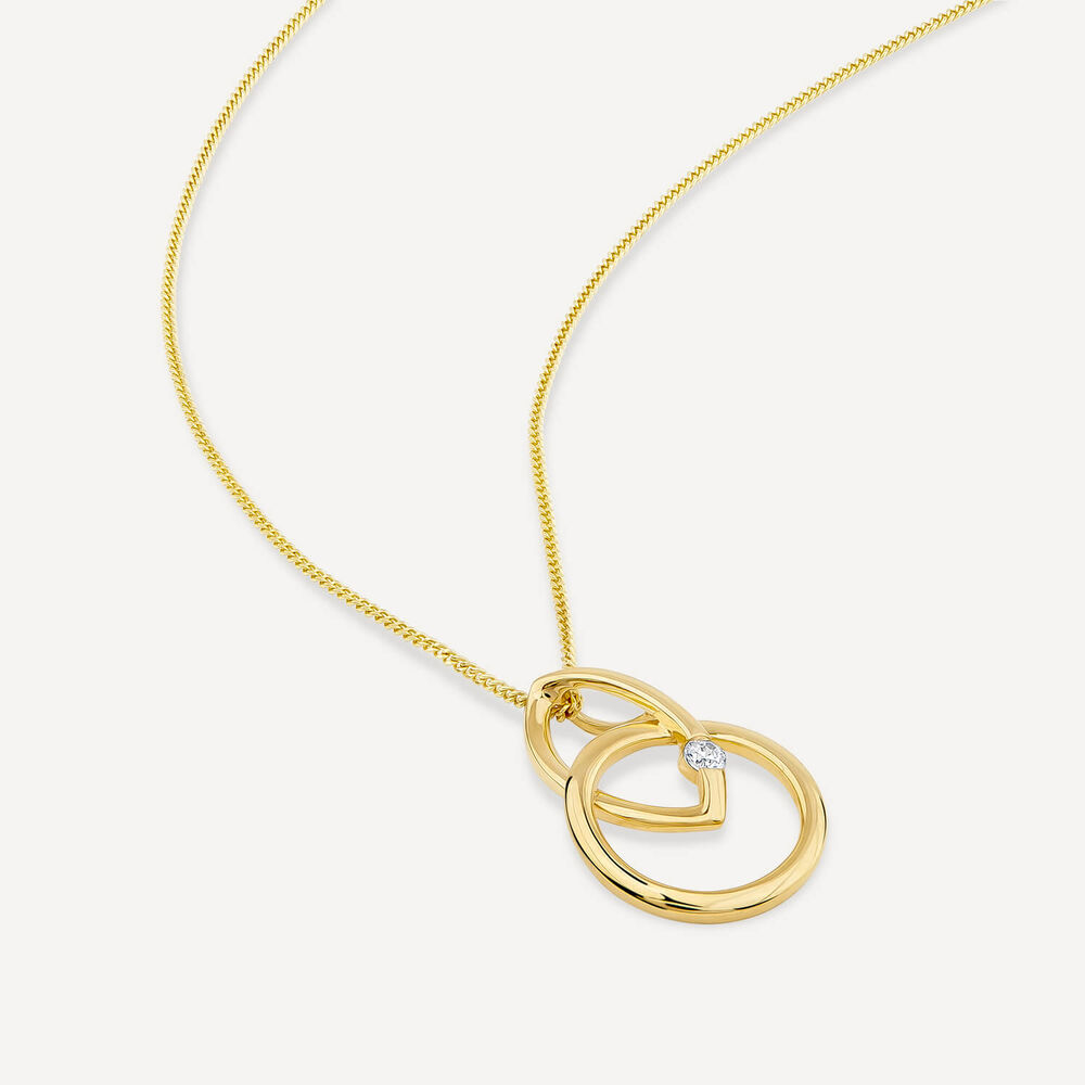 9ct Yellow Gold Open Diamond Interlock Pendant image number 3