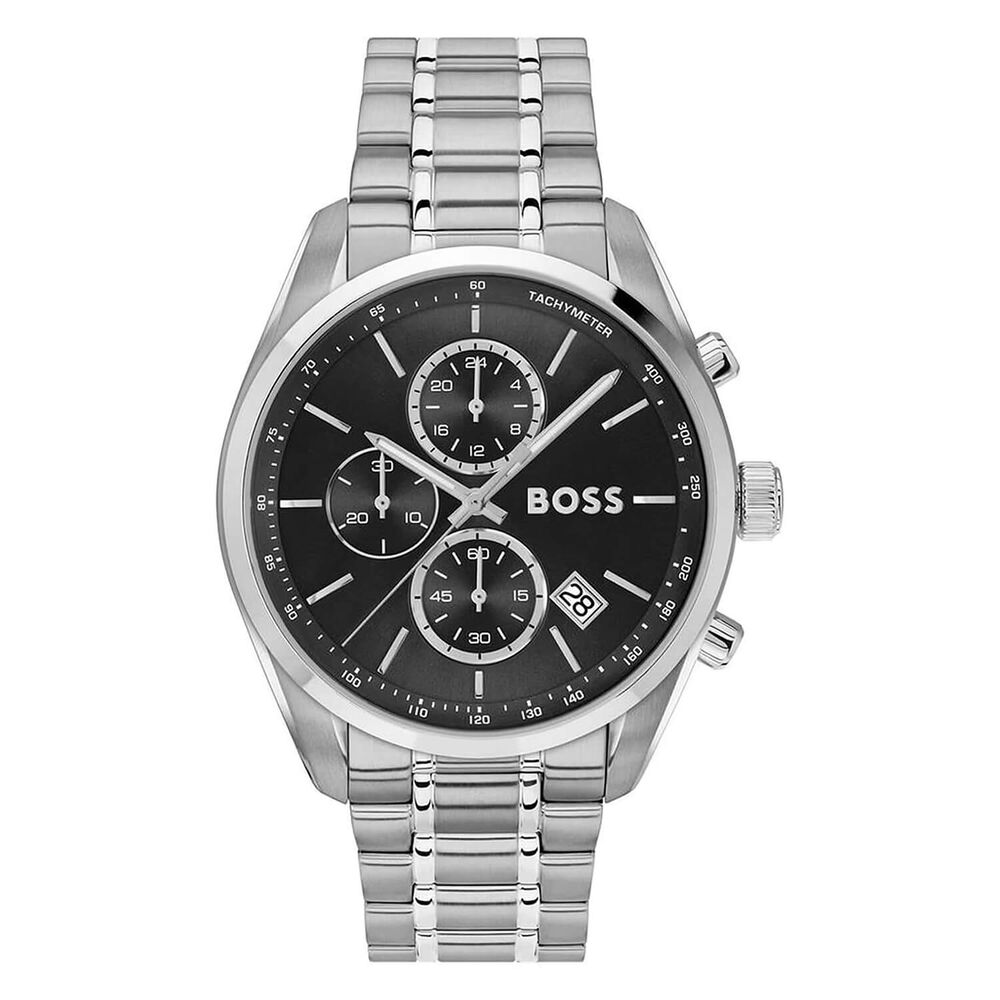 BOSS Grand Prix 44mm Black Chronograph Dial Steel Bracelet Watch image number 0