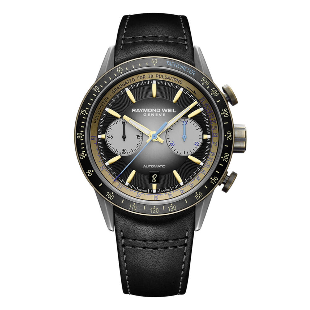Raymond Weil Freelancer 43mm Titanium Case Leather Strap Watch