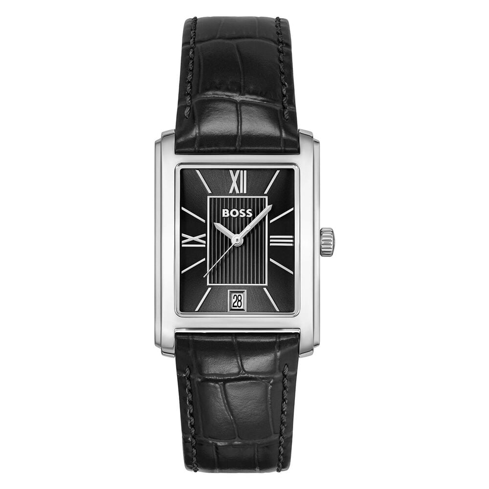 BOSS Principle Dress 28x39mm Black Dial Leather Strap Watch image number 0