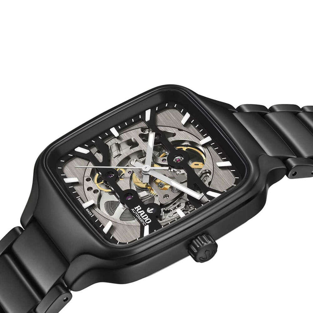 Rado True Square 38mm Skeleton Dial Black Ceramic Bracelet Watch image number 1