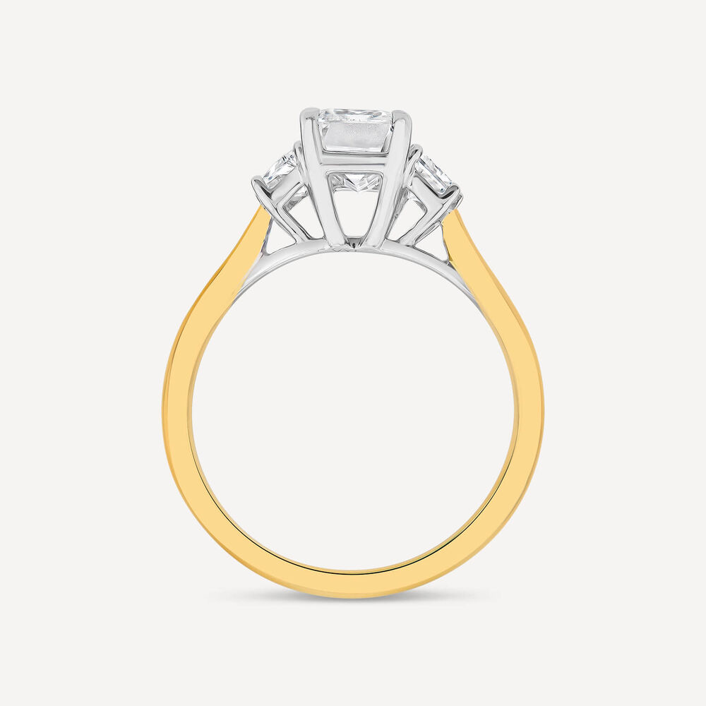 Born 18ct Yellow Gold 1.86ct Lab Grown Emerald Centre & Trapezoid Shaped Sides Diamond Ring image number 3