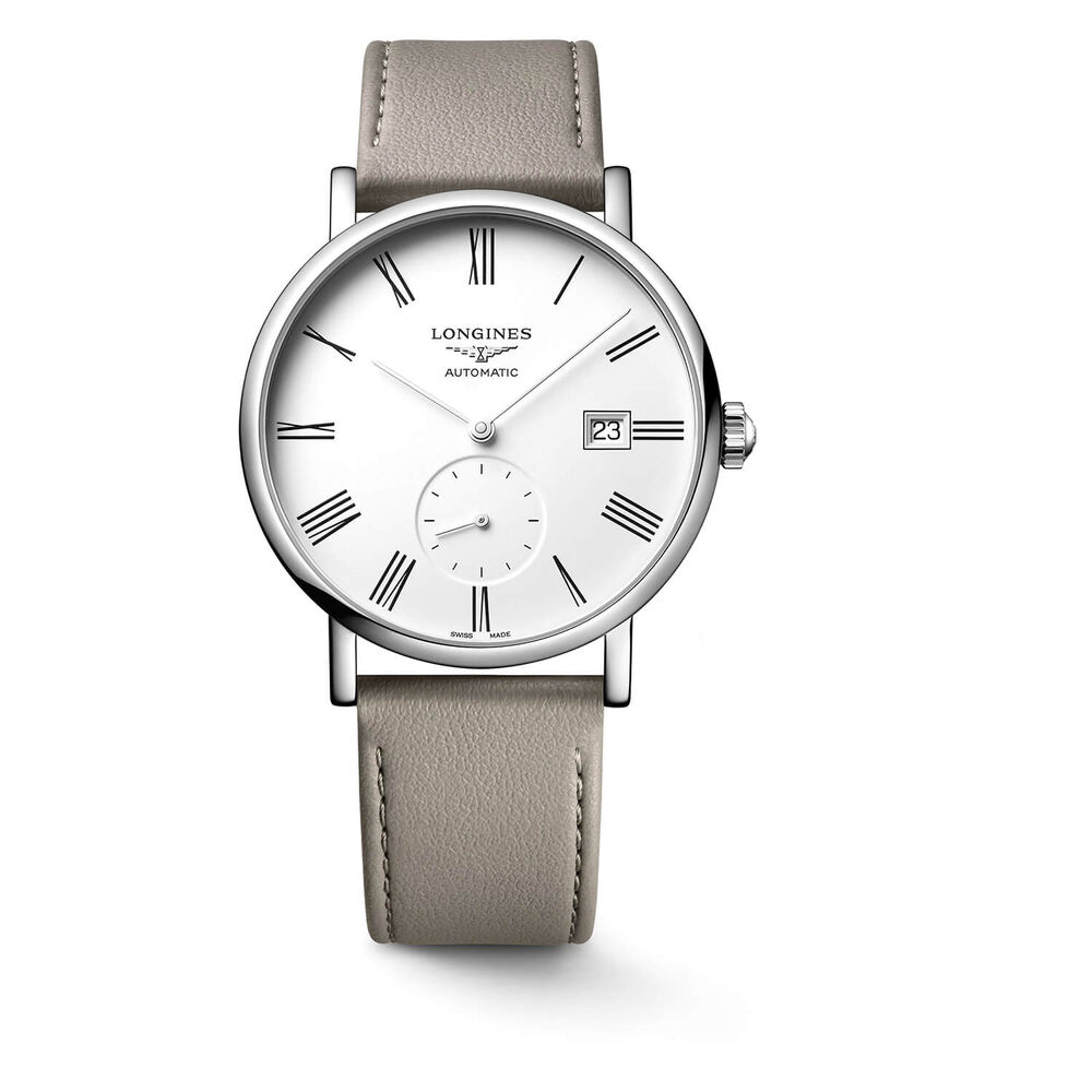 Longines Elegant 34.50mm Automatic White Dial Beige Synthetic Strap Watch image number 0