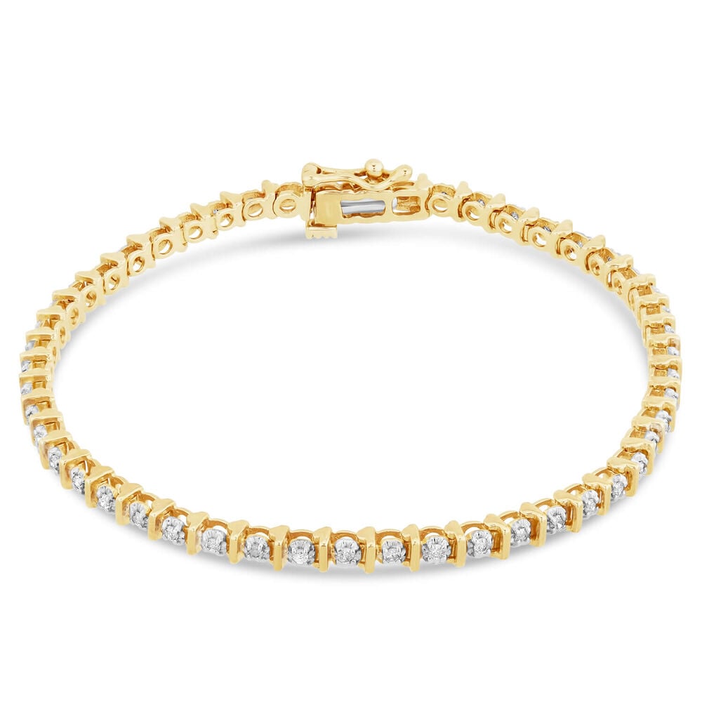 9ct gold 0.50 carat diamond tennis bracelet image number 0