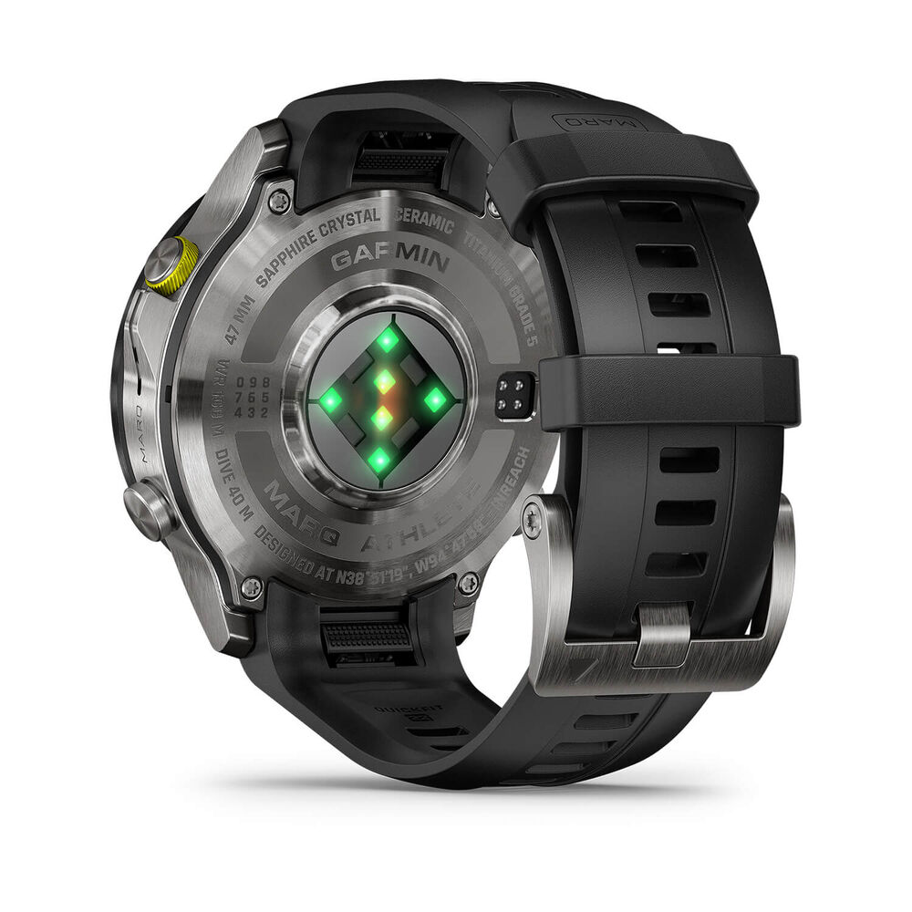 Garmin MARQ Athlete (Gen 3) 47mm Grade 5 Titanium Case Black Silicone Rubber Strap Watch