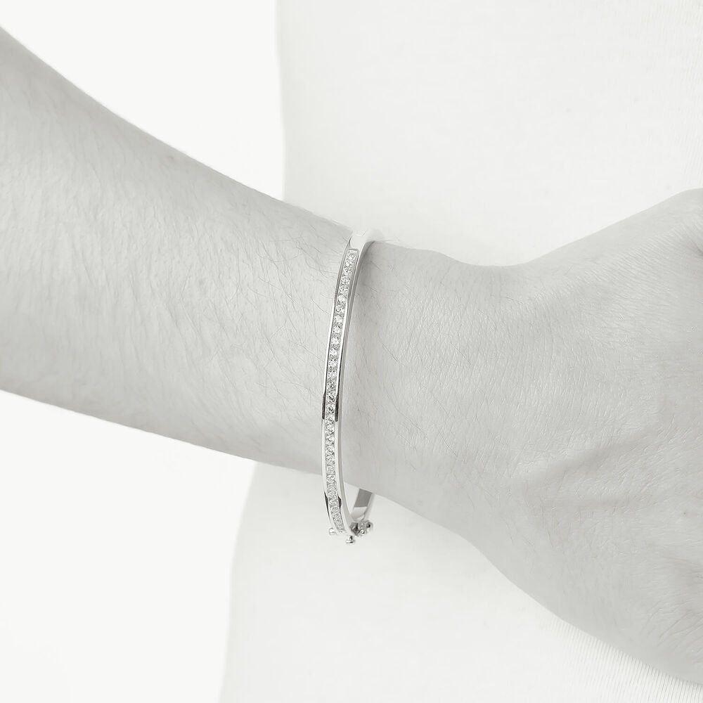 Sterling Silver Cubic Zirconia Bangle image number 4
