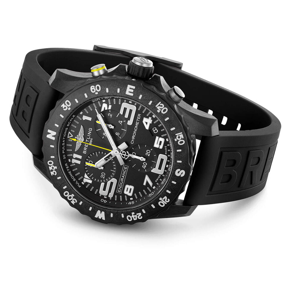 Breitling Endurance Pro 44mm Black Dial Yellow Detail Rubber Strap Watch image number 2