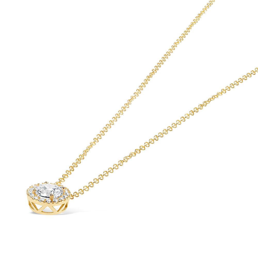 9ct Yellow Gold & Cubic Zirconia Halo Pendant (Chain Included) image number 1