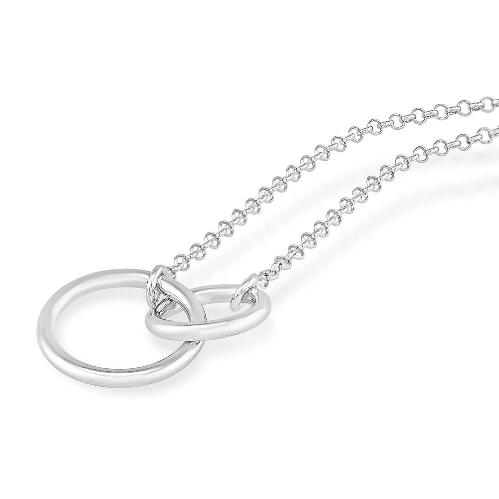 Ladies Double Interlocking Circle Sterling Silver Necklace
