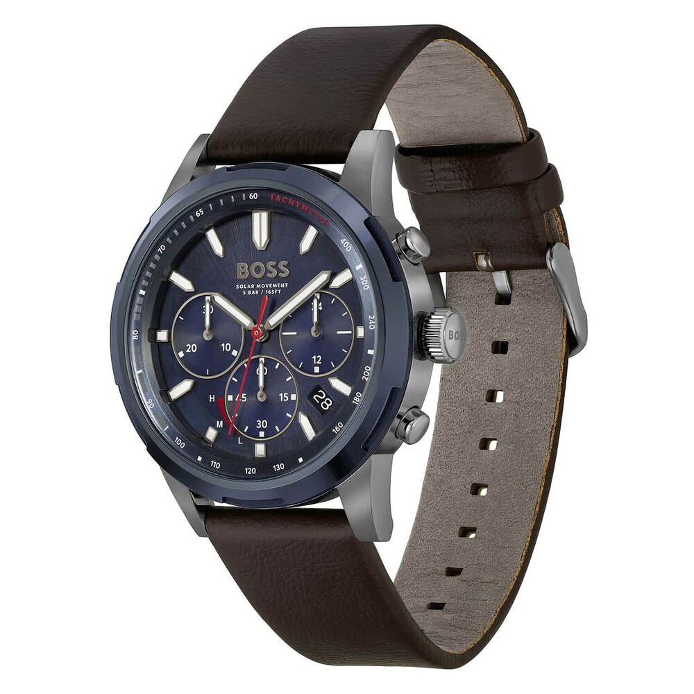 BOSS Solgrade 44mm Solar Powered Blue Dial Recycled Strap Watch image number 2