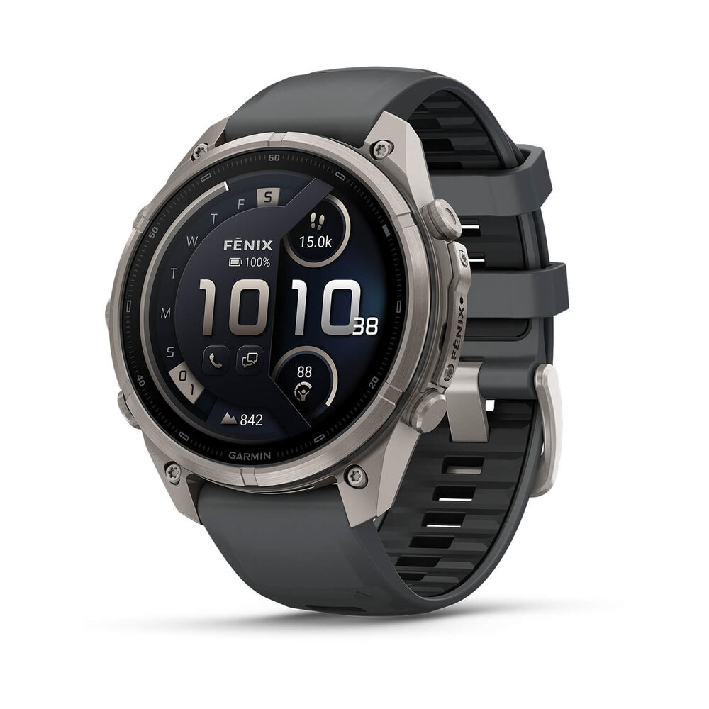 Garmin fenix 9 Pro 47mm Titanium Graphite/Black Silicone Strap Watch