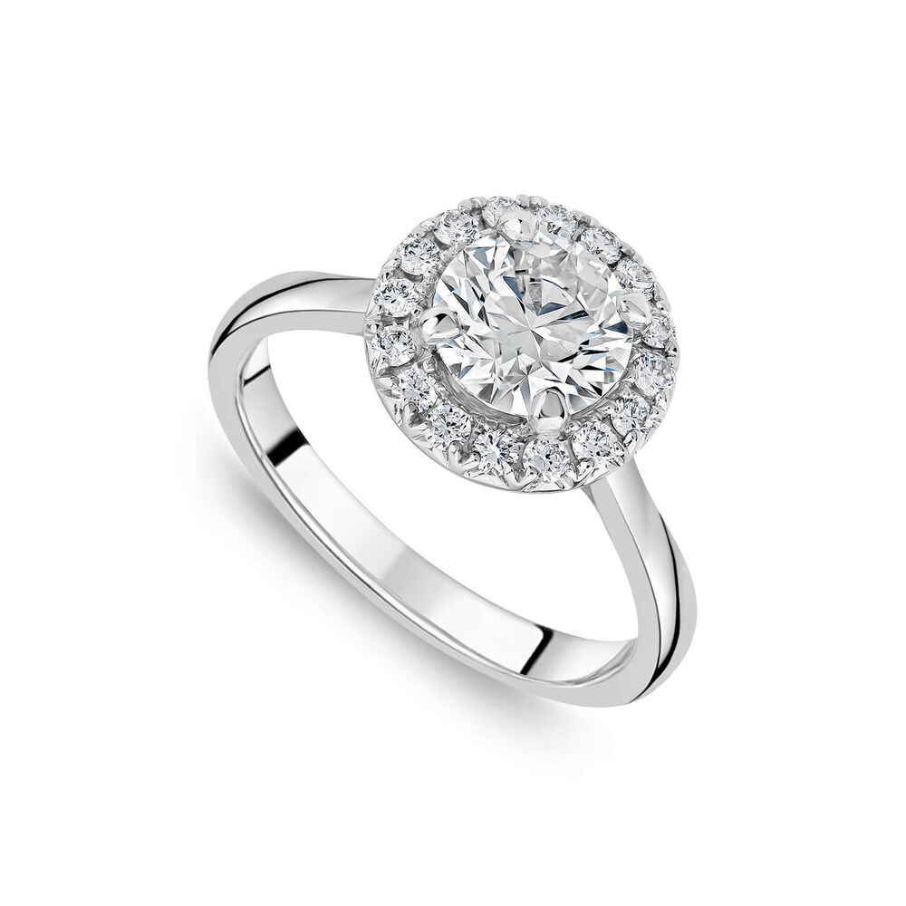 Born Platinum 1.41ct Lab Grown Round Halo Diamond Ring image number 0