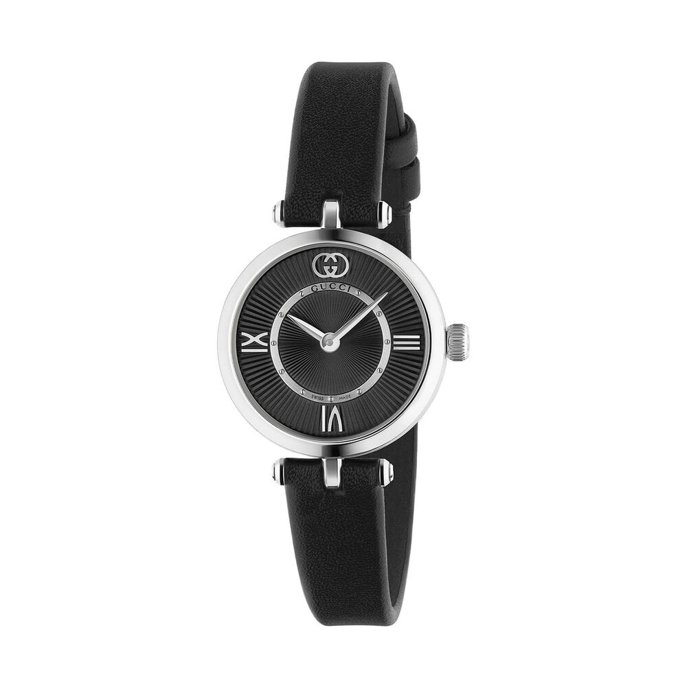 Gucci Model 2000 24mm Black Dial Leather Strap Watch