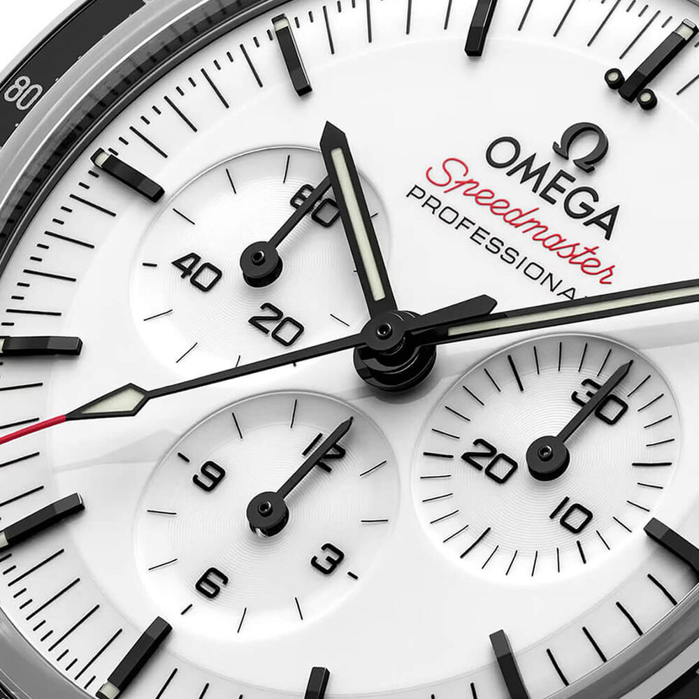 OMEGA Speedmaster Moonwatch Professional 42mm White Dial Black Leather Strap Watch image number 3