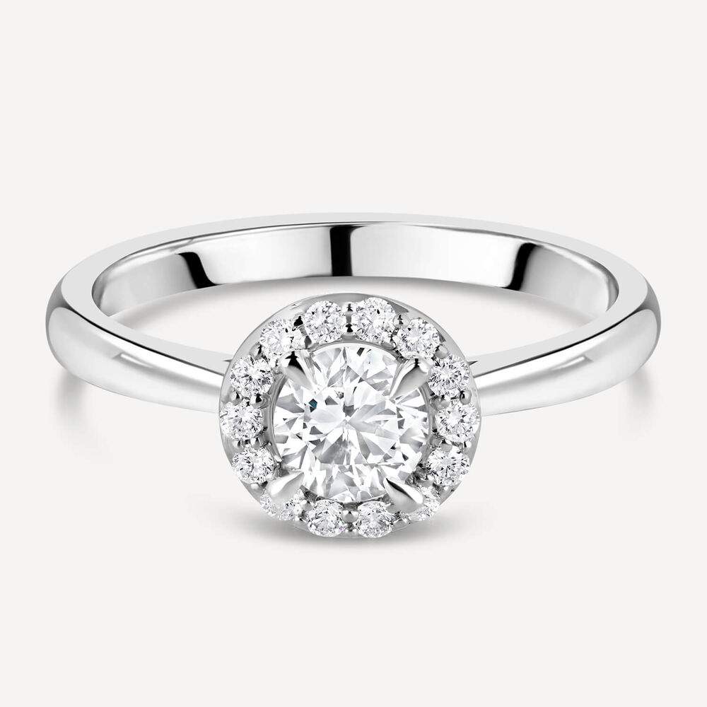 Platinum 0.31ct Round Diamond Halo Ring image number 4