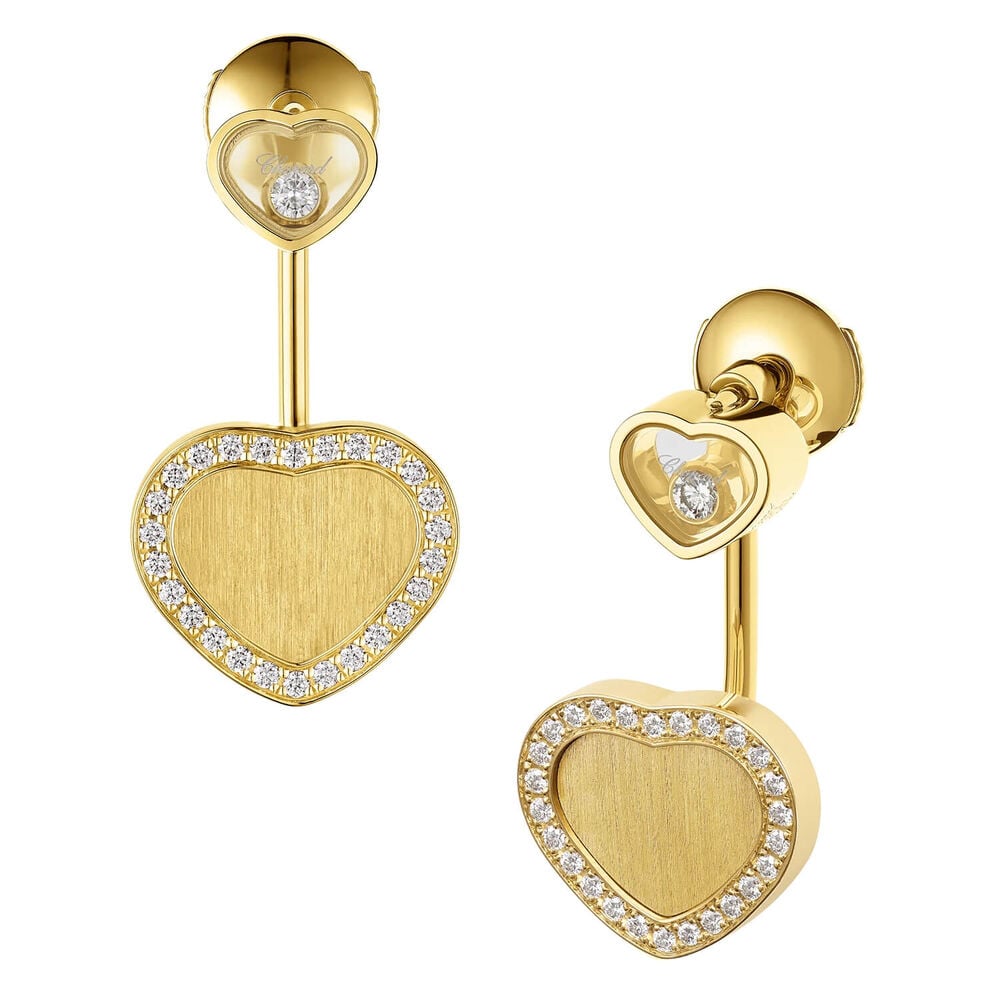 Chopard Happy Hearts Golden Hearts 18ct Yellow Gold 0.33ct Diamond Earrings