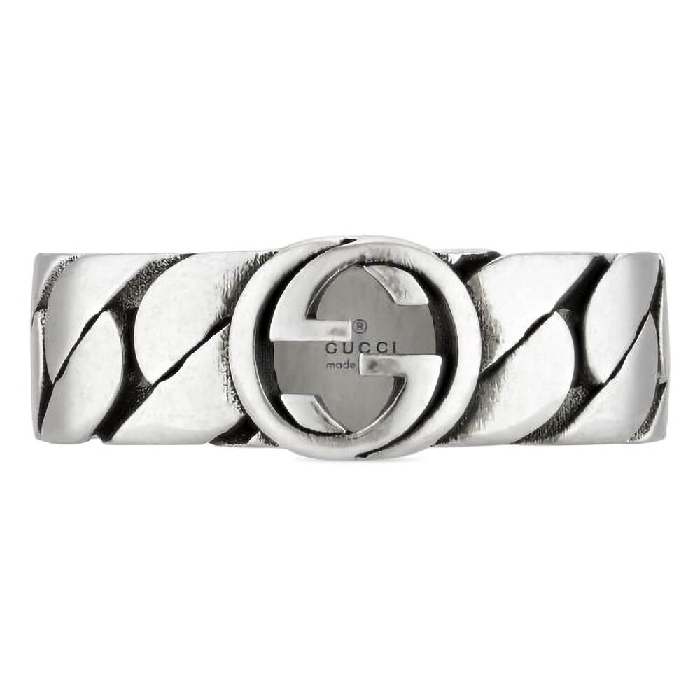 Gucci Interlocking Woven Logo Sterling Silver Ring (UK Size Q) image number 2