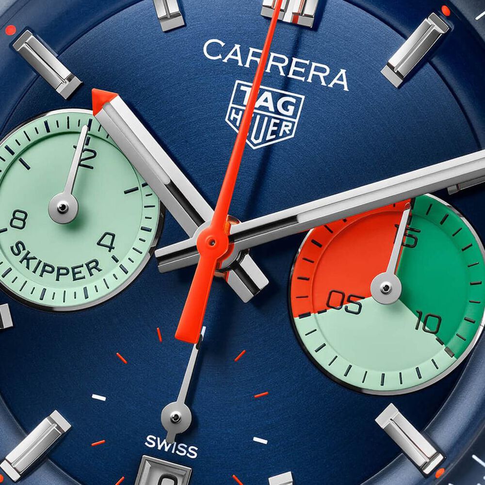 TAG Heuer Carrera Chronograph Skipper 39mm Blue Dial Steel Case Fabric Strap Watch image number 2