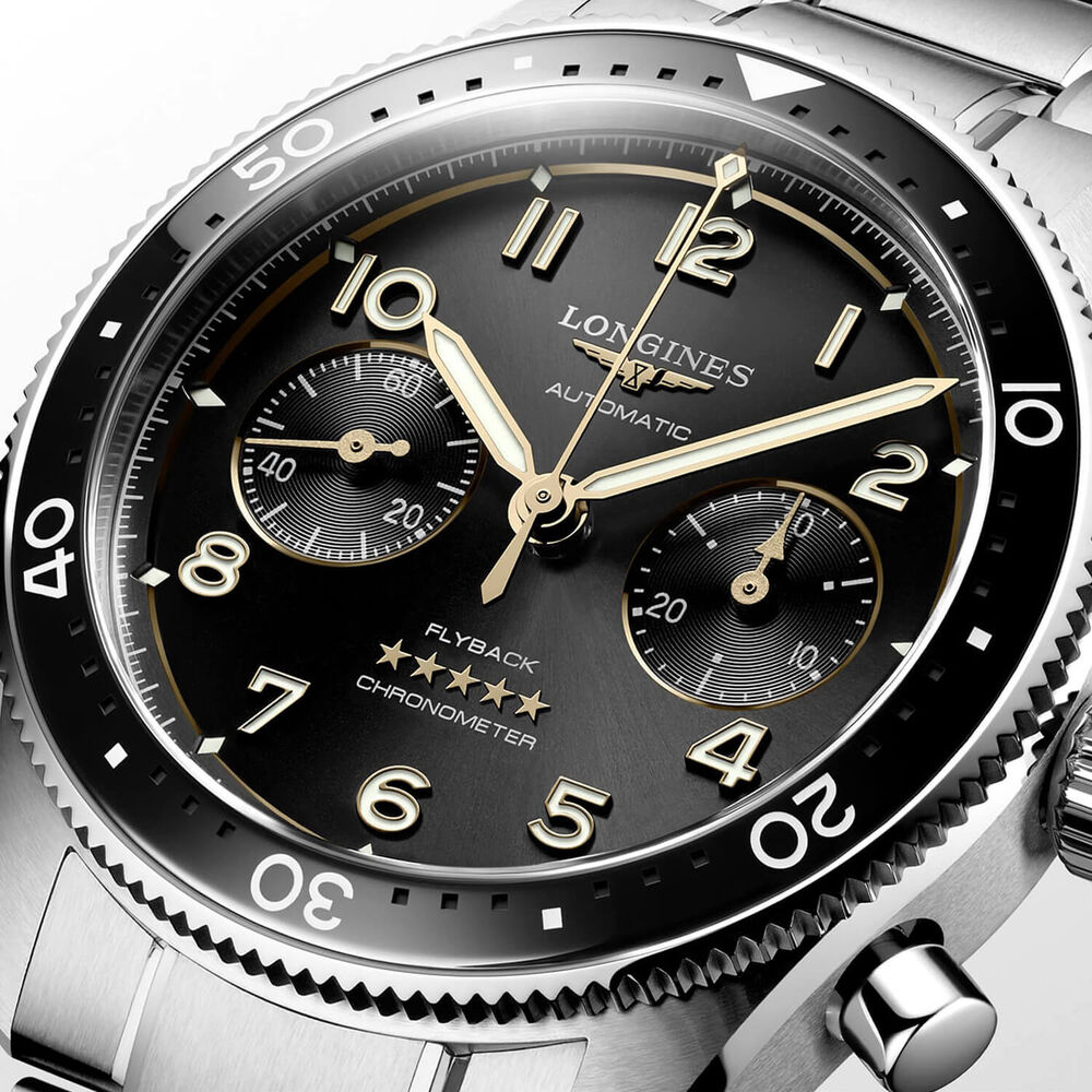 Longines Spirit Flyback 42mm Black Chronograph Dial Bracelet Watch image number 3