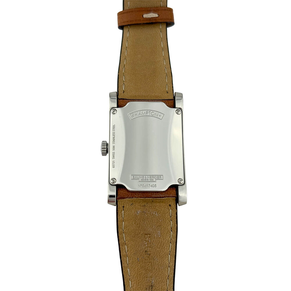 Pre-Owned Baume & Mercier Hampton 34.5x22mm White Dial Brown Leather Strap Watch image number 2