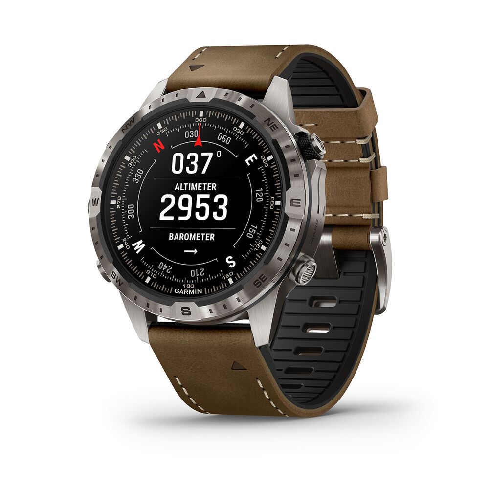Garmin MARQ&reg; Adventurer (Gen 2) 46mm Titanium Case Brown Hybrid Strap Watch