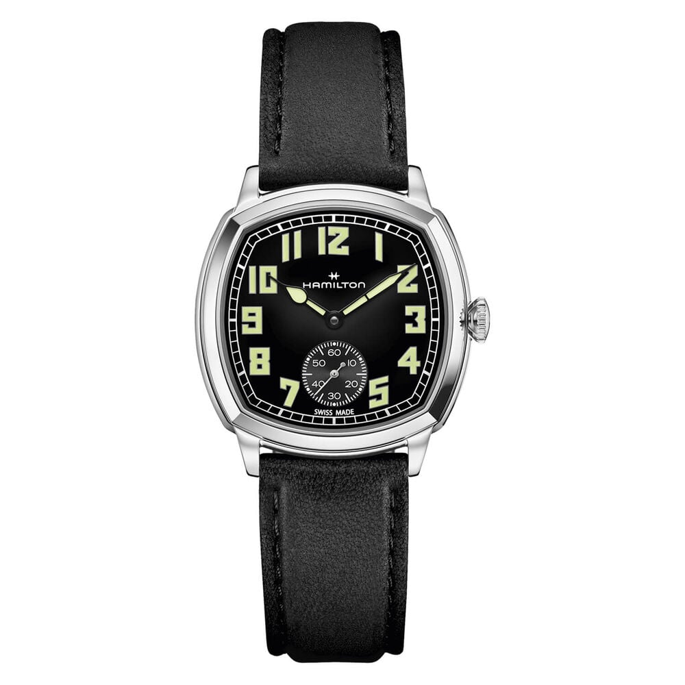 Hamilton American Classic 34mm Black Dial Black Leather Strap Watch