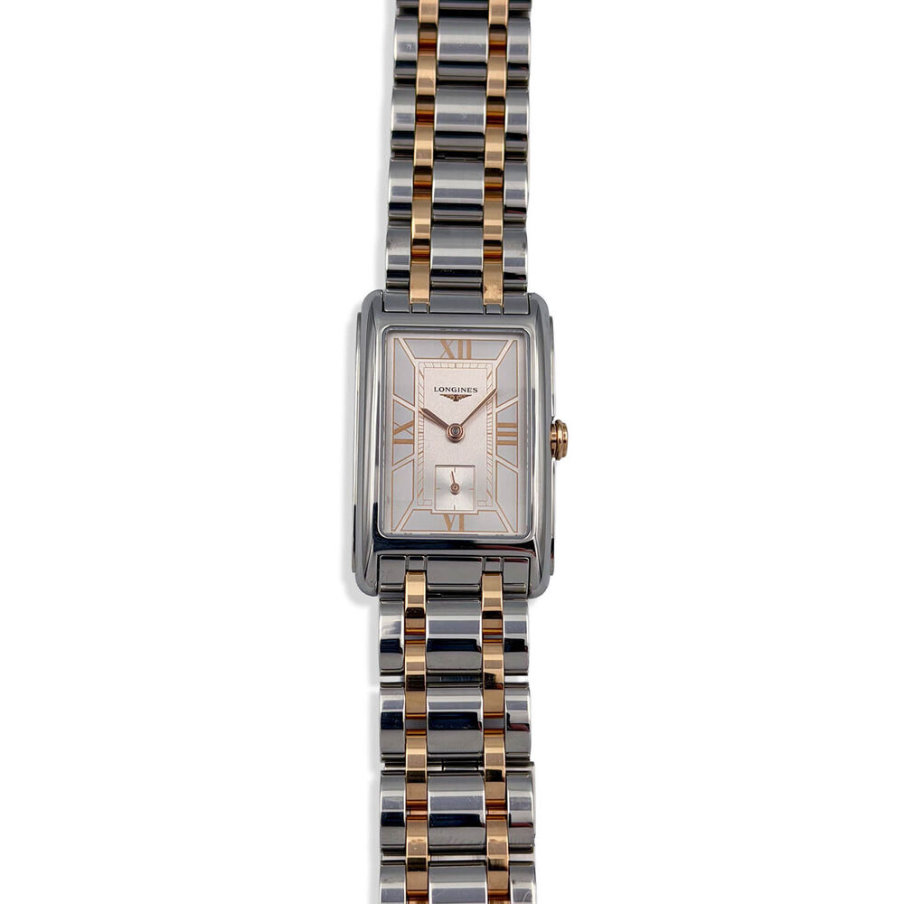 Pre-Owned Longines Elegance DolceVita 23.30x 37mm White Dial Rose Gold Detail Bracelet Watch