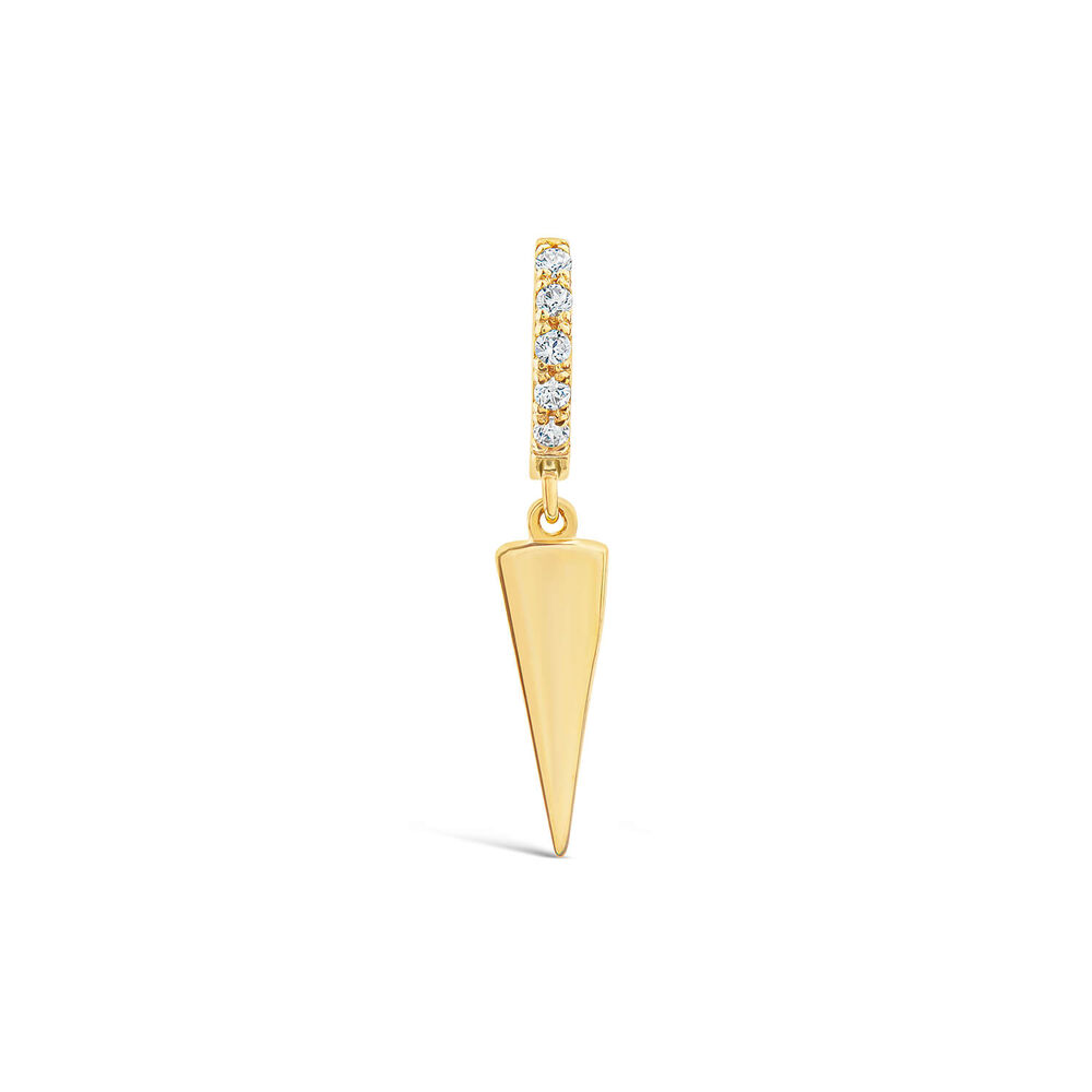 9ct Yellow Gold Polished Spear Cubic Zirconia Single Drop Earring