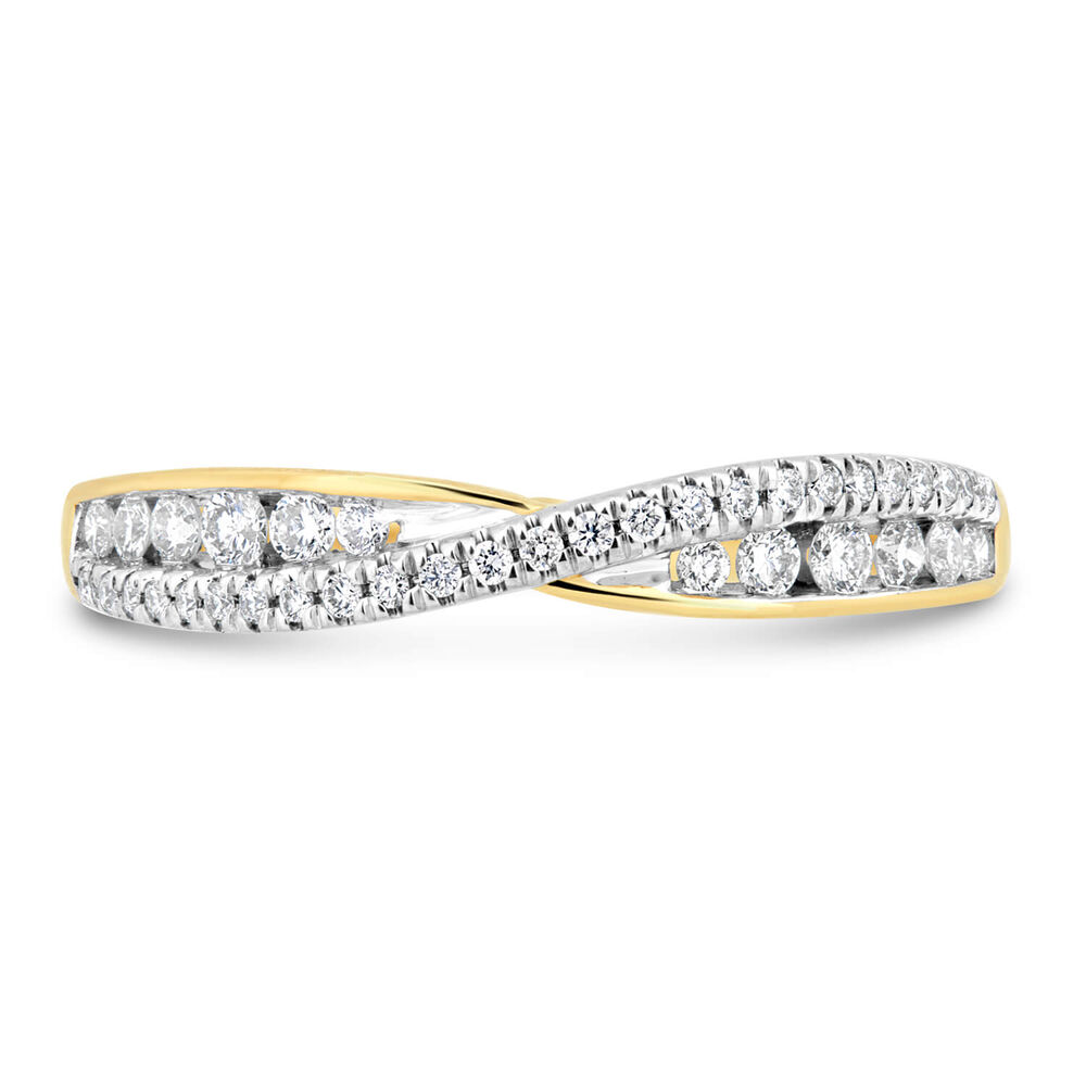 9ct Yellow Gold 0.25 Carat Diamond Claw & Channel Crossover Ring image number 1