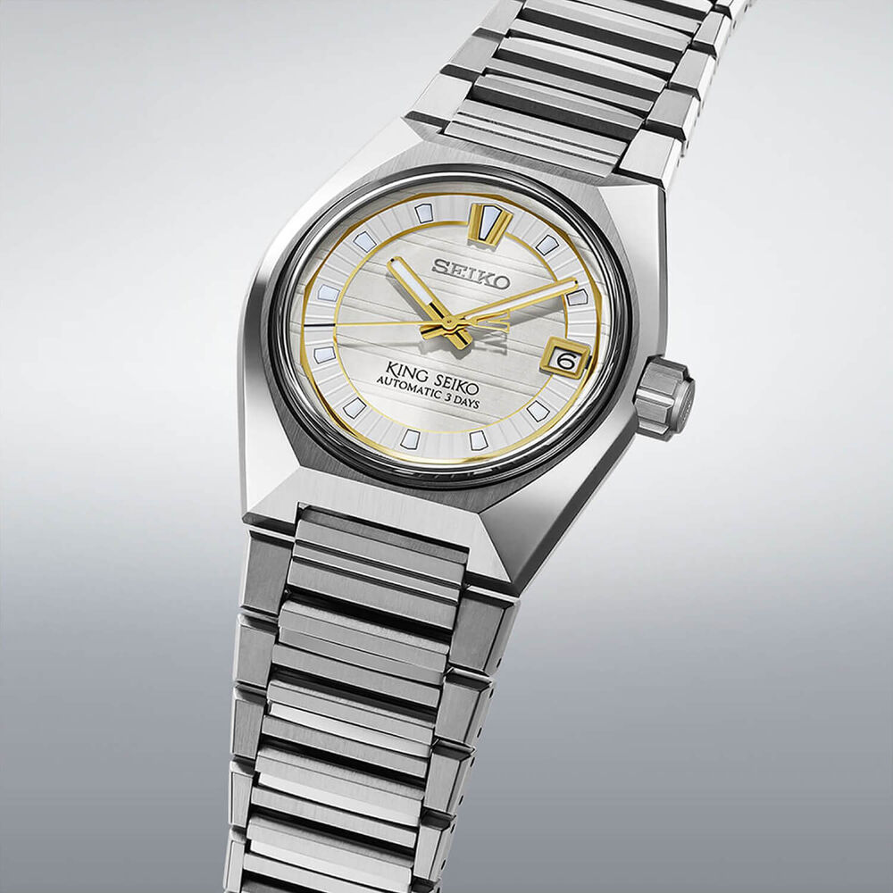Seiko King Seiko VANAC 'Tokyo Sunrise' 41mm Silver Dial Steel Bracelet Watch image number 2