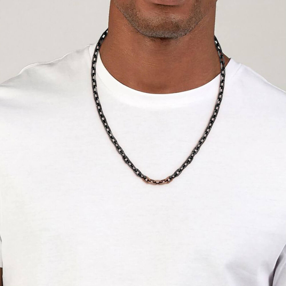 BOSS Black Copper IP Chain Necklace image number 3