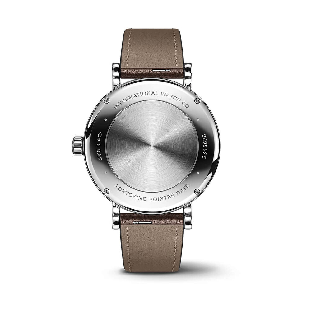 IWC Schaffhausen Portofino Pointer Date 39mm Silver Dial Brown Leather Strap Watch image number 2