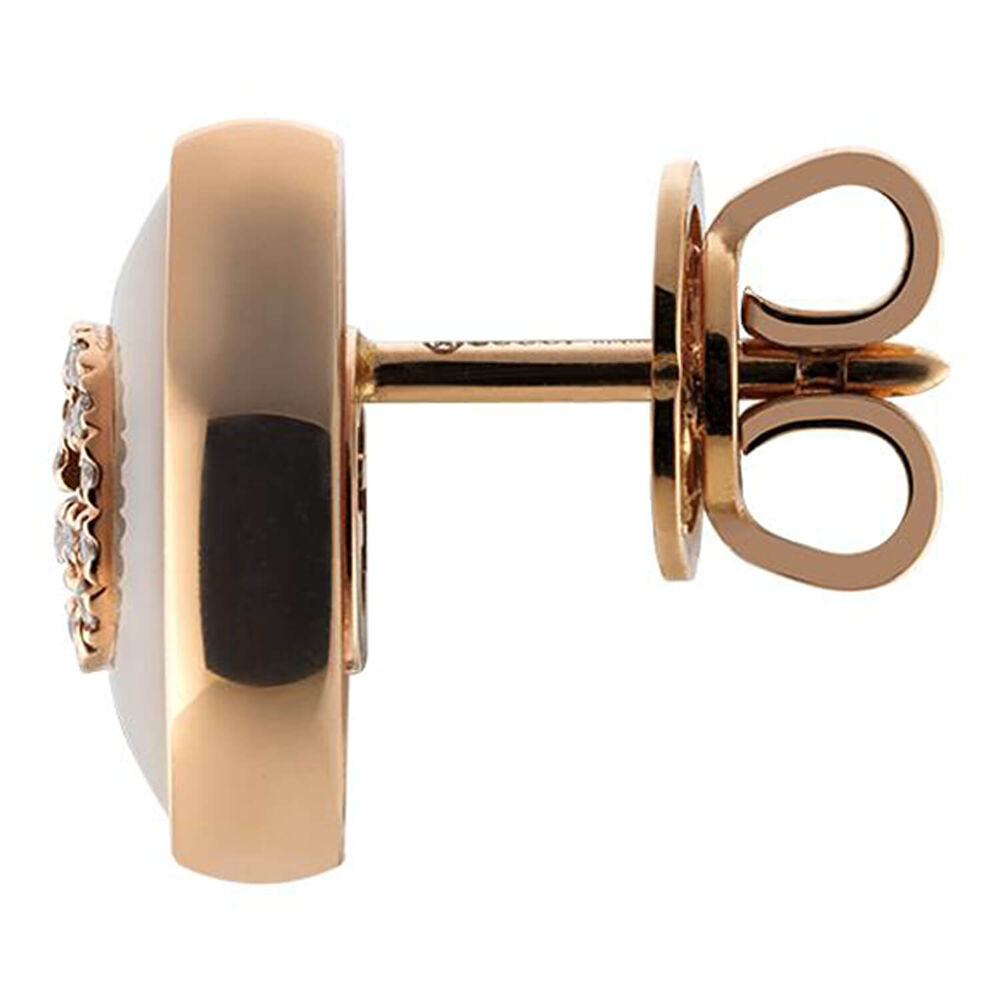 Gucci Interlocking MOP Stone Diamonds 18k Rose Gold Stud Earrings