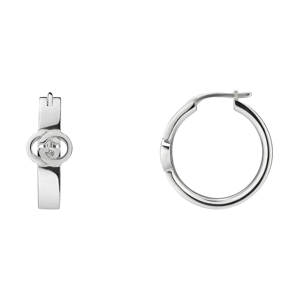 Gucci Interlocking Sterling Silver Hoop Earrings image number 0