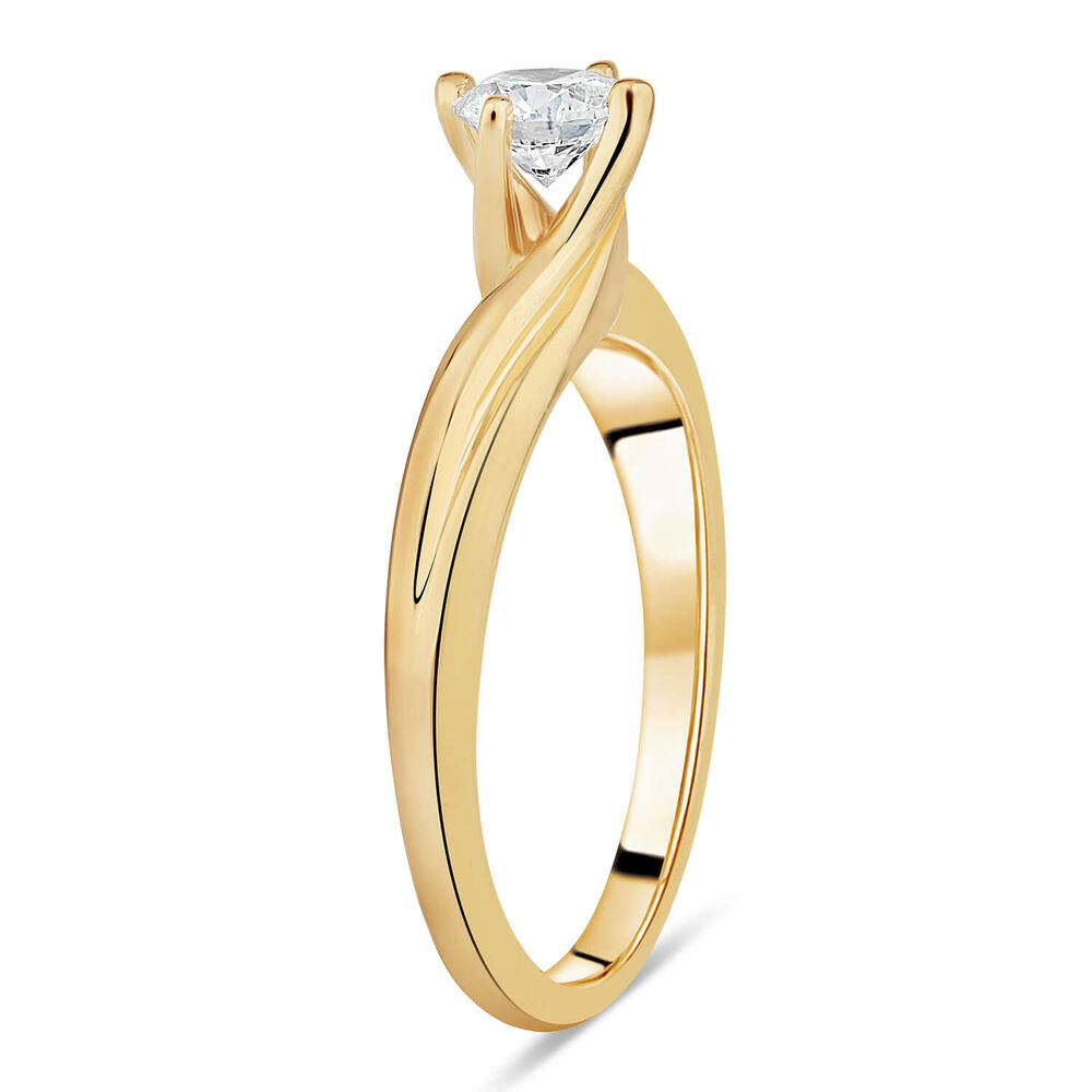 18ct Yellow Gold 0.33ct Diamond Four Claw Twist Ring image number 3