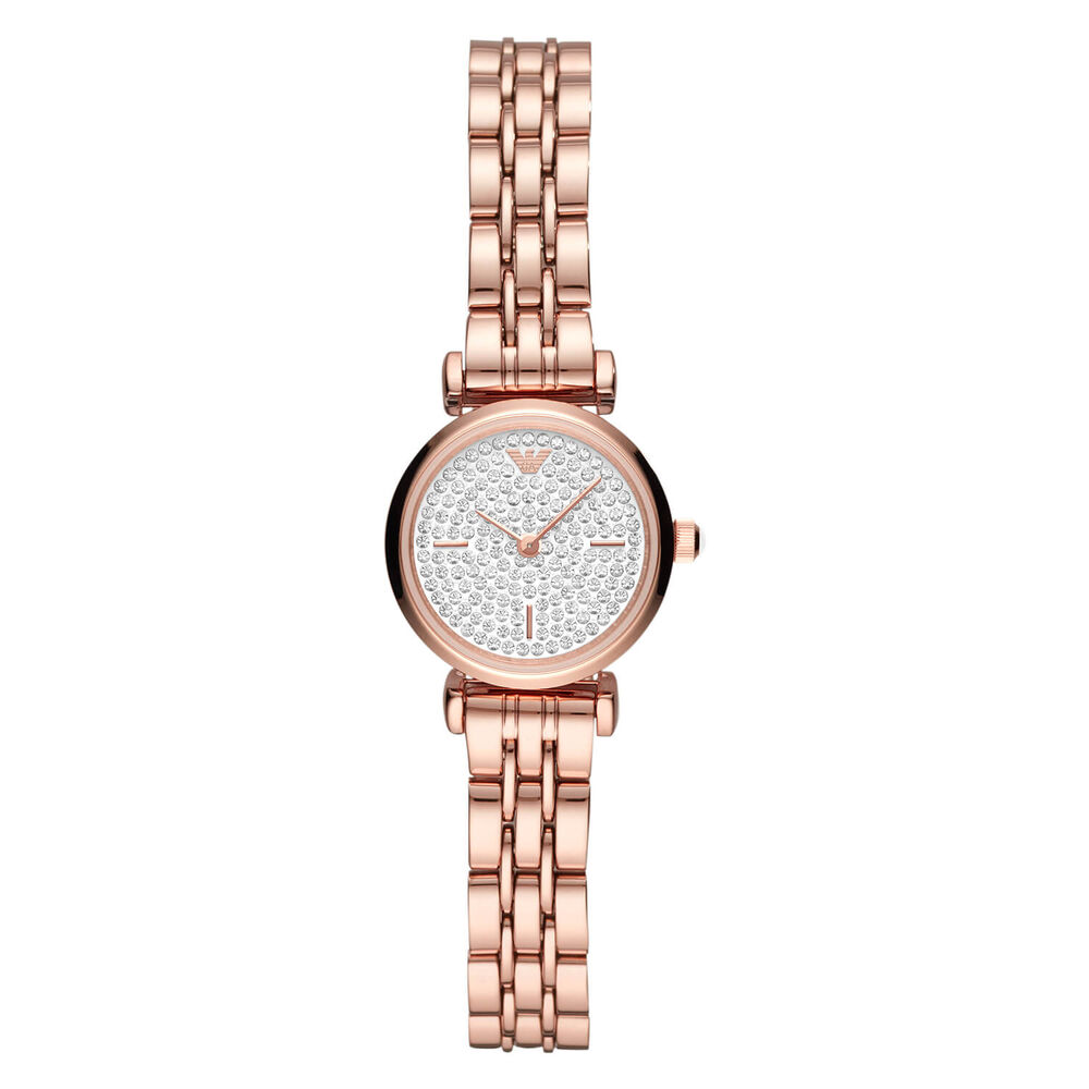 Emporio Armani Gianni T-Bar Quartz Rose Gold Plated Case Strap Watch image number 0