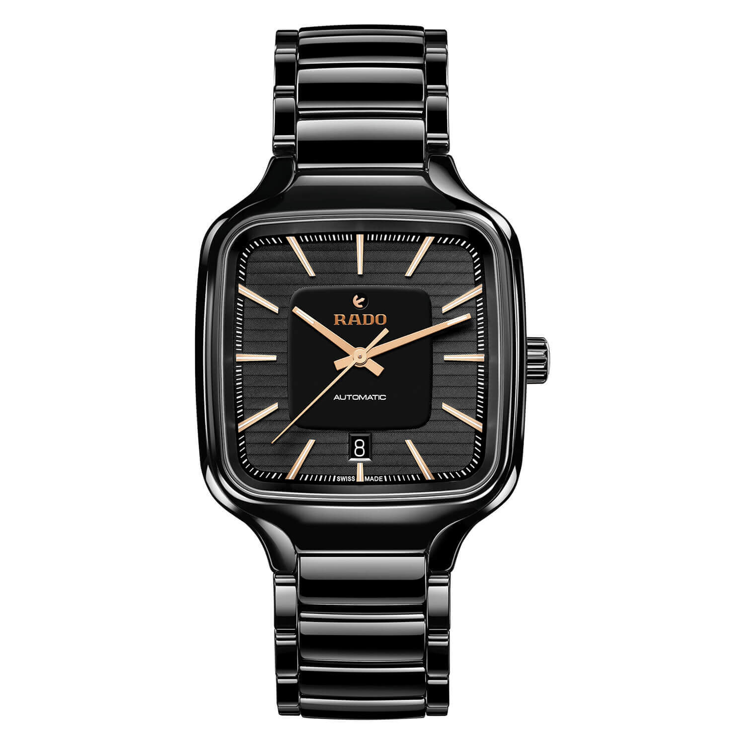 Rado True Square 38mm Black Dial Black Ceramic Case Watch