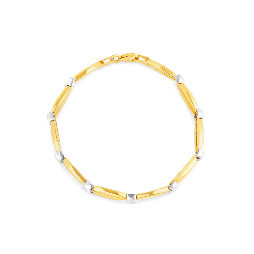 9ct Yellow Gold Diamond Cut Lips Bar Bracelet image number 0