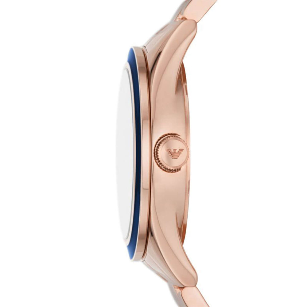 Armani 36mm Blue Dial Rose-Gold Tone Case Ladies' Watch image number 1