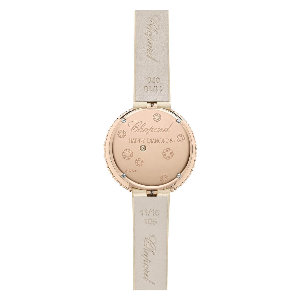 Chopard Happy Diamonds 29mm Beige Dial Rose Gold Plated Case Leather Strap Watch image number 2