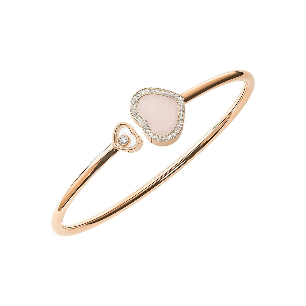 Chopard Happy Hearts Pink Opal Heart 0.19ct Diamond 18ct Rose Gold Bangle