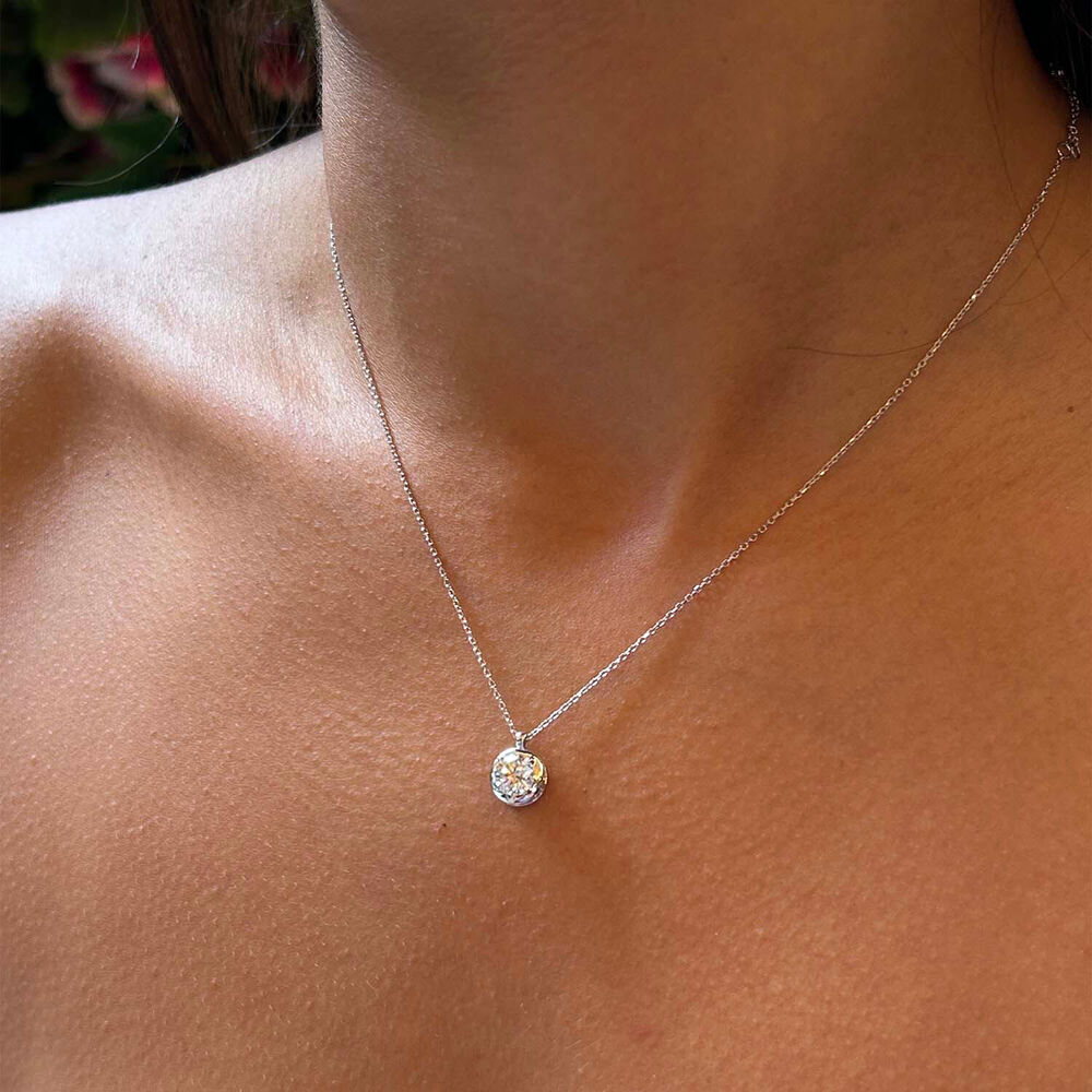 Born Orbit 9ct White Gold Lab Grown 0.82ct Round Diamond Pendant image number 3