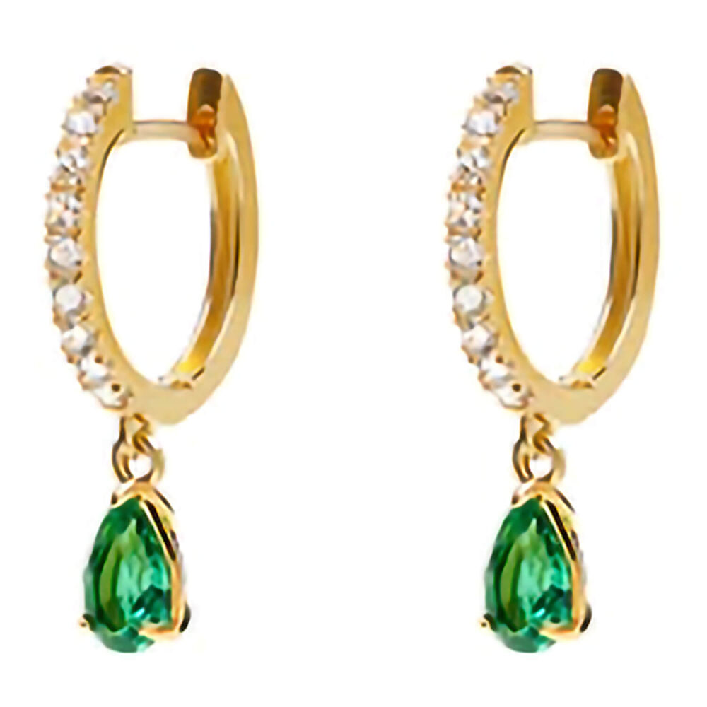 CARAT* London Leni Yellow Gold Vermeil Emerald Hoop Earrings