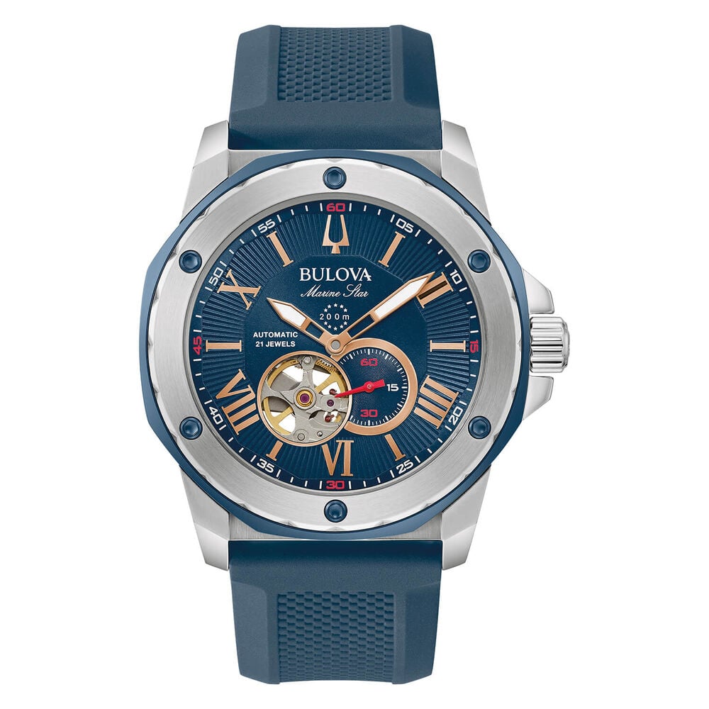 Bulova Men's Marine Star Automatic Blue Dial Strap Watch image number 0
