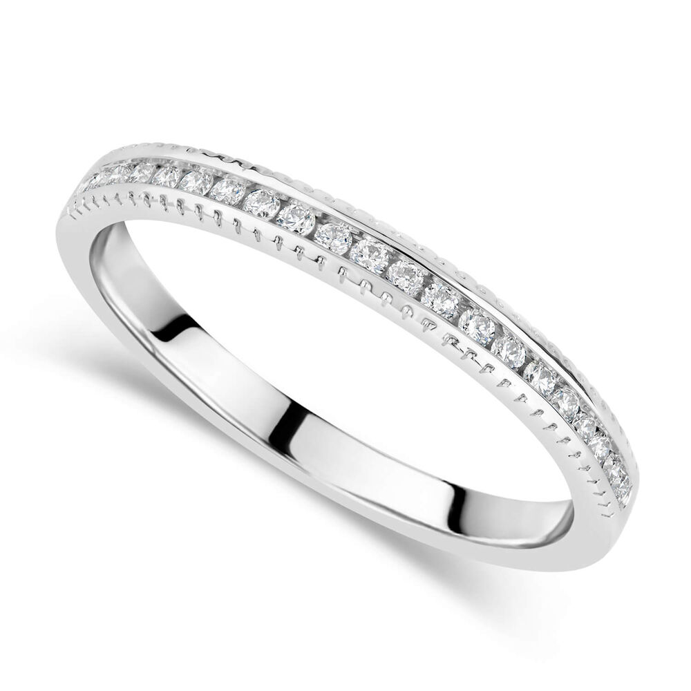 9ct White Gold 0.16ct Diamond Beaded Edge Eternity Ring