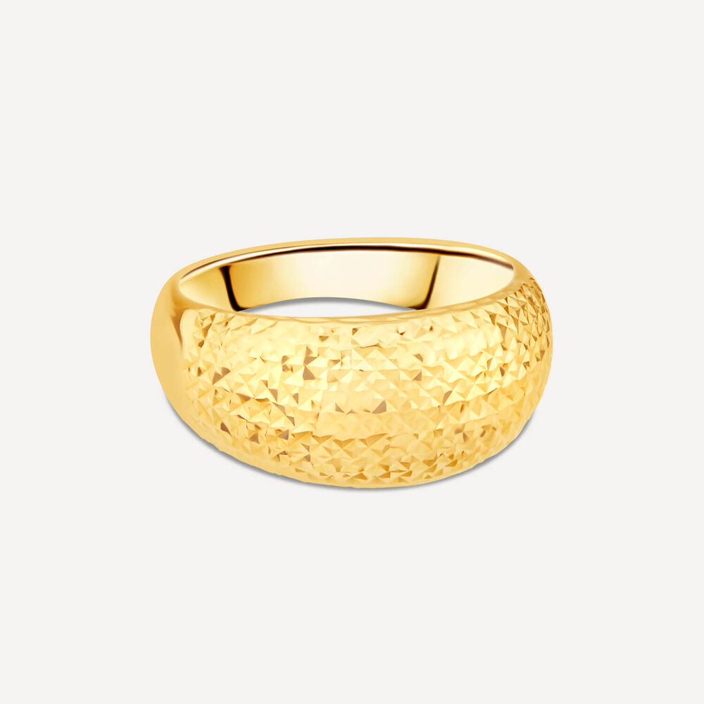 9ct Yellow Gold Diamond Cut Domed Band Ring image number 3